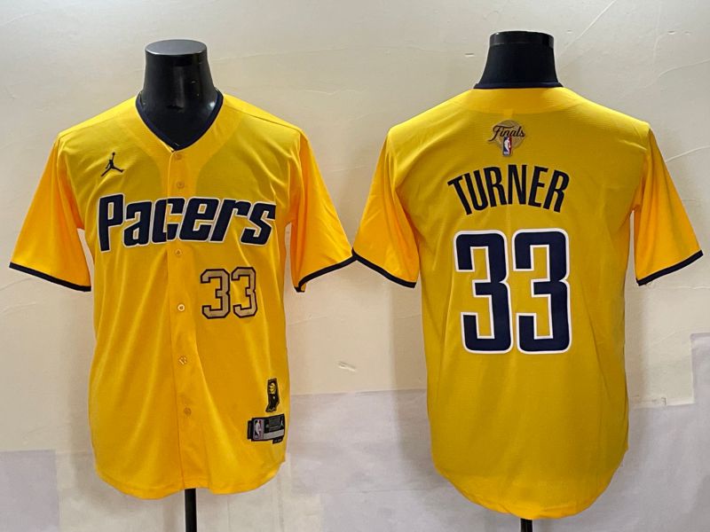 Men 2025 Indiana Pacers #33 Turner Yellow Joint Name NBA Jersey style 25